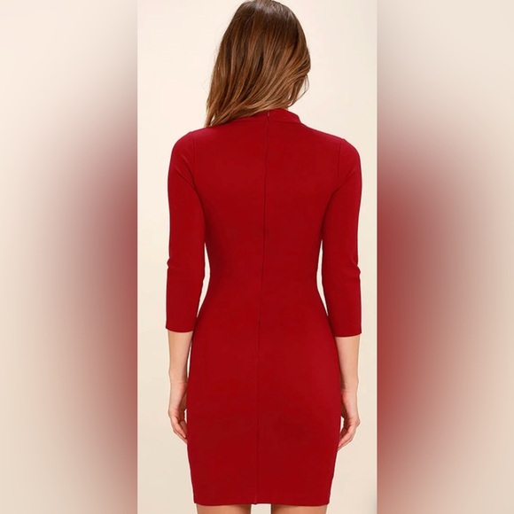 Lulus Dark Red Bodycon Dress. Size Small - Picture 4 of 6